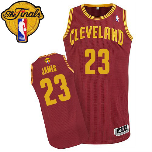 LeBron James Authentic In Wine Red Adidas NBA The Finals Cleveland Cavaliers #23 Men's Road Jersey - Click Image to Close