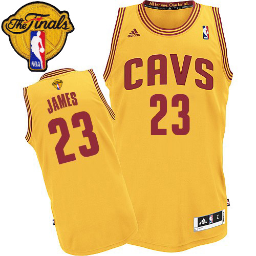 LeBron James Swingman In Gold Adidas NBA The Finals Cleveland Cavaliers #23 Men's Alternate Jersey - Click Image to Close