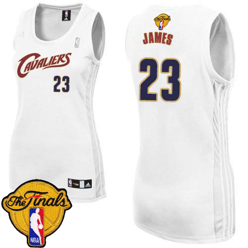 LeBron James Authentic In White Adidas NBA The Finals Cleveland Cavaliers #23 Women's Home Jersey - Click Image to Close