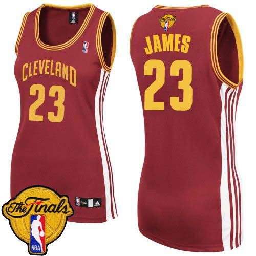 LeBron James Authentic In Wine Red Adidas NBA The Finals Cleveland Cavaliers #23 Women's Road Jersey - Click Image to Close