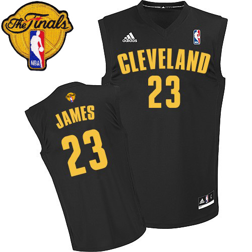 LeBron James Authentic In Black Adidas NBA The Finals Cleveland Cavaliers Fashion #23 Men's Jersey - Click Image to Close
