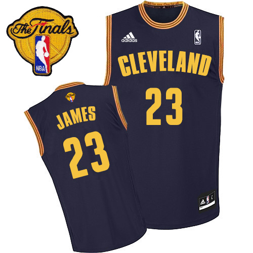 LeBron James Authentic In Navy Blue Adidas NBA The Finals Cleveland Cavaliers #23 Men's Throwback Jersey