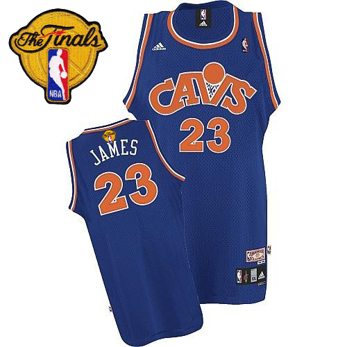 LeBron James Swingman In Blue Adidas NBA The Finals Cleveland Cavaliers CAVS #23 Men's Throwback Jersey - Click Image to Close