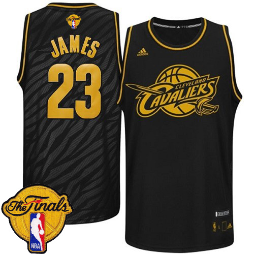 LeBron James Authentic In Black Adidas NBA The Finals Cleveland Cavaliers Precious Metals Fashion #23 Men's Jersey - Click Image to Close