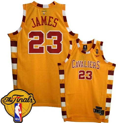 LeBron James Authentic In Gold Adidas NBA The Finals Cleveland Cavaliers Classic #23 Men's Throwback Jersey - Click Image to Close