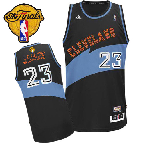 LeBron James Authentic In Black Adidas NBA The Finals Cleveland Cavaliers ABA Hardwood Classic #23 Men's Jersey - Click Image to Close