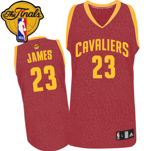 LeBron James Authentic In Navy Red Adidas NBA The Finals Cleveland Cavaliers Crazy Light #23 Men's Jersey