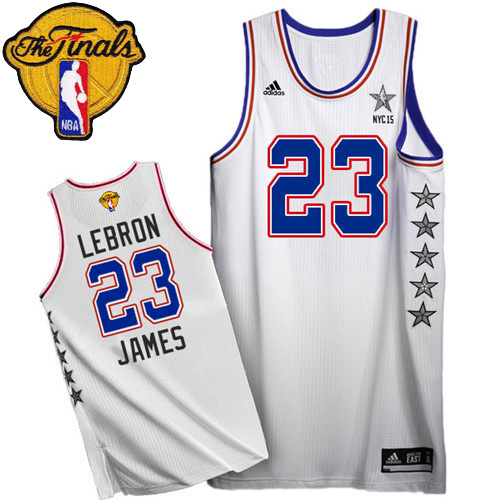 LeBron James Authentic In White Adidas NBA The Finals Cleveland Cavaliers 2015 All Star #23 Men's Jersey - Click Image to Close