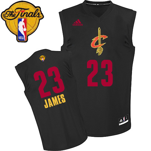 LeBron James Authentic In Black Adidas NBA The Finals Cleveland Cavaliers Fashion II #23 Men's Jersey - Click Image to Close