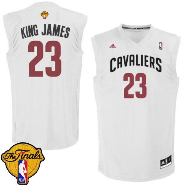LeBron James Authentic In White Adidas NBA The Finals Cleveland Cavaliers "King James" #23 Men's Jersey - Click Image to Close
