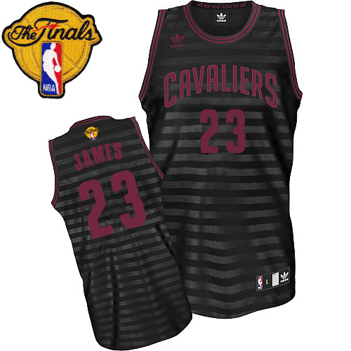 LeBron James Authentic In Black/Grey Adidas NBA The Finals Cleveland Cavaliers Groove #23 Youth Jersey