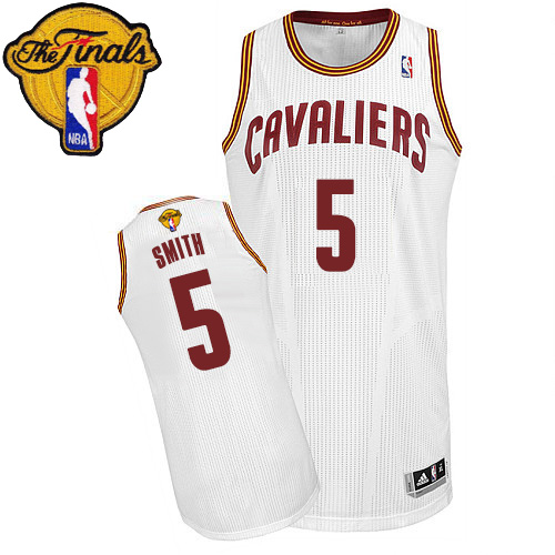 J.R. Smith Authentic In White Adidas NBA The Finals Cleveland Cavaliers #5 Men's Home Jersey