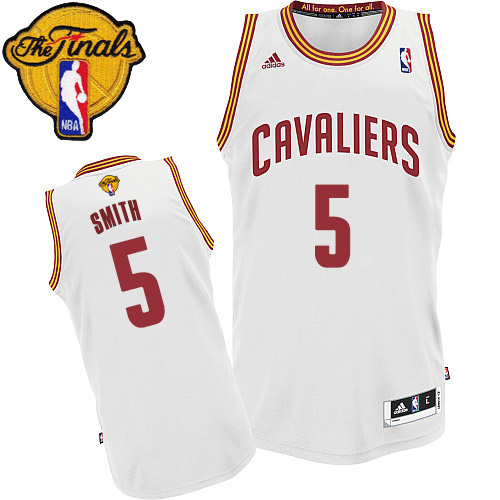 J.R. Smith Swingman In White Adidas NBA The Finals Cleveland Cavaliers #5 Men's Home Jersey