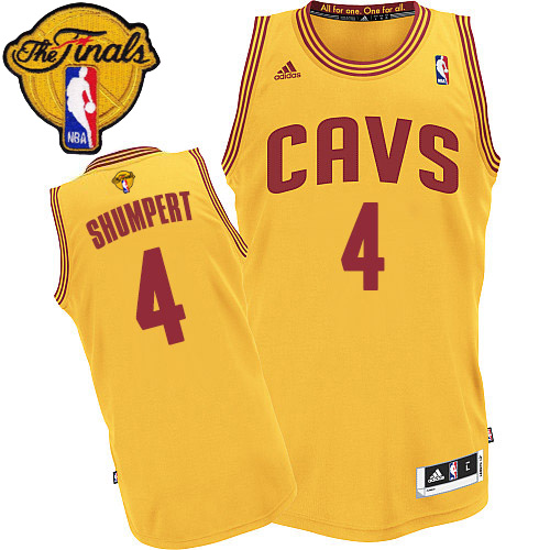 Iman Shumpert Authentic In Gold Adidas NBA The Finals Cleveland Cavaliers #4 Men's Alternate Jersey - Click Image to Close