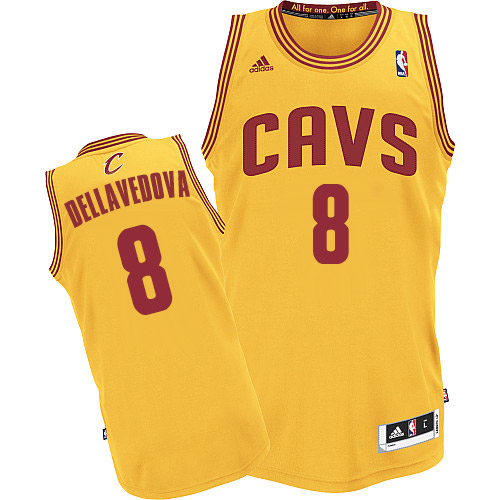 Matthew Dellavedova Swingman In Gold Adidas NBA Cleveland Cavaliers #8 Men's Alternate Jersey - Click Image to Close