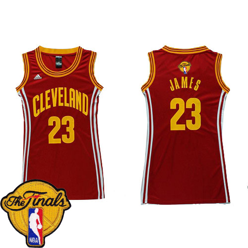 LeBron James Swingman In Wine Red Adidas NBA The Finals Cleveland Cavaliers Dress #23 Women's Jersey