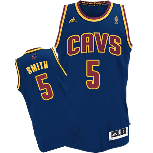 J.R. Smith Authentic In Navy Blue Adidas NBA Cleveland Cavaliers CavFanatic #5 Men's Jersey