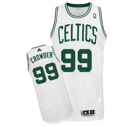 Jae Crowder Authentic In White Adidas NBA Boston Celtics #99 Men's Home Jersey
