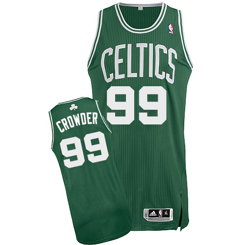 Jae Crowder Authentic In Green Adidas NBA Boston Celtics #99 Men's Road Jersey