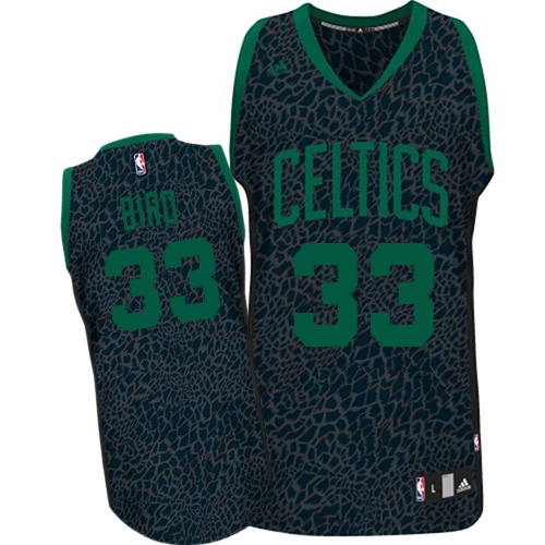 Larry Bird Authentic In Black Adidas NBA Boston Celtics Crazy Light #33 Men's Jersey - Click Image to Close