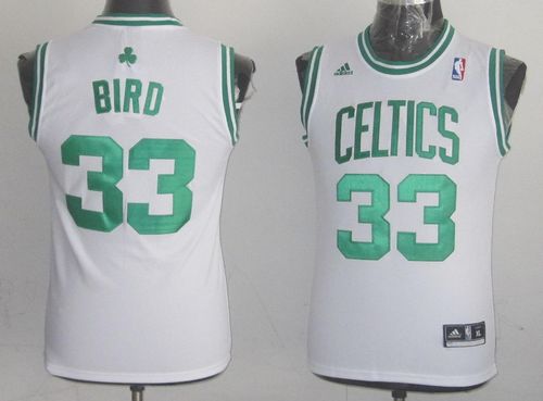 Larry Bird Authentic In White Adidas NBA Boston Celtics #33 Youth Throwback Jersey