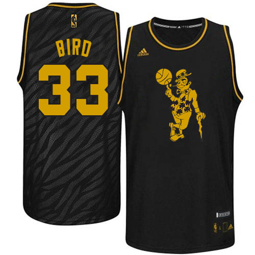 Larry Bird Authentic In Black Adidas NBA Boston Celtics Precious Metals Fashion #33 Men's Jersey - Click Image to Close