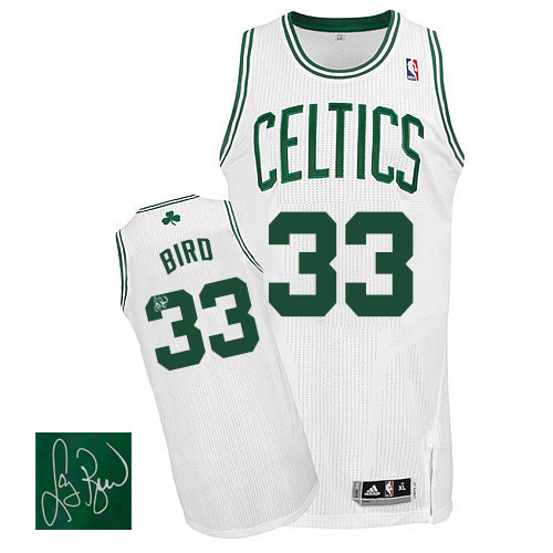 Larry Bird Authentic In White Adidas NBA Boston Celtics Autographed #33 Men's Home Jersey - Click Image to Close
