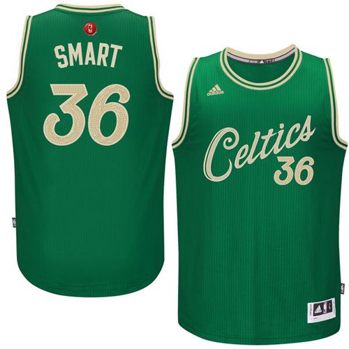 Marcus Smart Authentic In Green Adidas NBA Boston Celtics 2015-16 Christmas Day #36 Men's Jersey