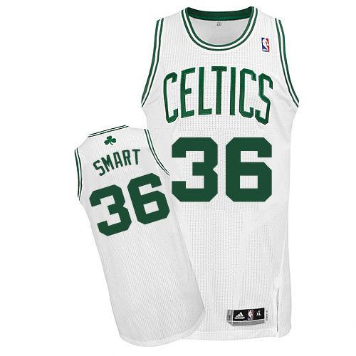 Marcus Smart Authentic In White Adidas NBA Boston Celtics #36 Men's Home Jersey - Click Image to Close