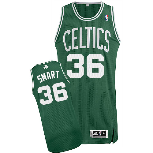 Marcus Smart Authentic In Green Adidas NBA Boston Celtics #36 Men's Road Jersey - Click Image to Close
