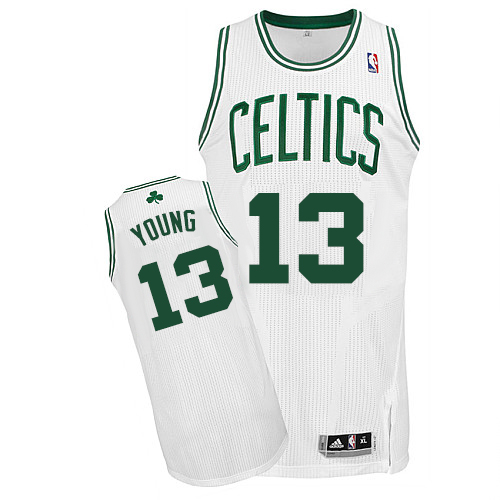 James Young Authentic In White Adidas NBA Boston Celtics #13 Men's Home Jersey - Click Image to Close