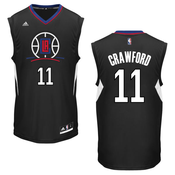 Jamal Crawford Authentic In Black Adidas NBA Los Angeles Clippers #11 Men's Alternate Jersey - Click Image to Close