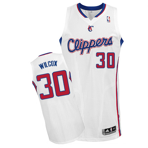 C.J. Wilcox Authentic In White Adidas NBA Los Angeles Clippers #30 Men's Home Jersey - Click Image to Close