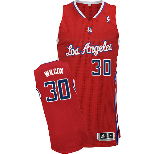 C.J. Wilcox Authentic In Red Adidas NBA Los Angeles Clippers #30 Men's Road Jersey - Click Image to Close
