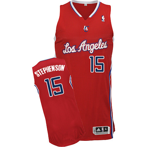 Lance Stephenson Authentic In Red Adidas NBA Los Angeles Clippers #15 Men's Road Jersey - Click Image to Close
