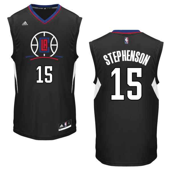 Lance Stephenson Authentic In Black Adidas NBA Los Angeles Clippers #15 Men's Alternate Jersey - Click Image to Close