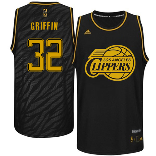 Blake Griffin Authentic In Black Adidas NBA Los Angeles Clippers Precious Metals Fashion #32 Men's Jersey - Click Image to Close