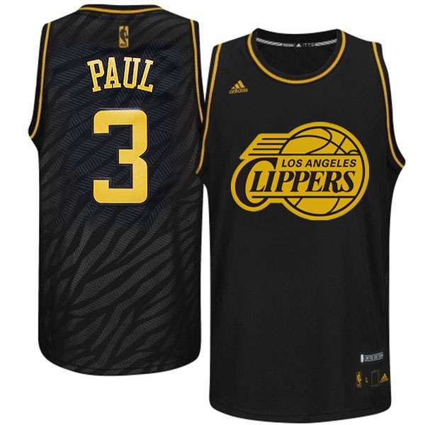 Chris Paul Authentic In Black Adidas NBA Los Angeles Clippers Precious Metals Fashion #3 Men's Jersey - Click Image to Close
