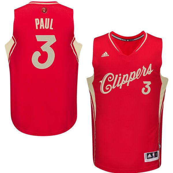 Chris Paul Authentic In Red Adidas NBA Los Angeles Clippers 2015-16 Christmas Day #3 Men's Jersey
