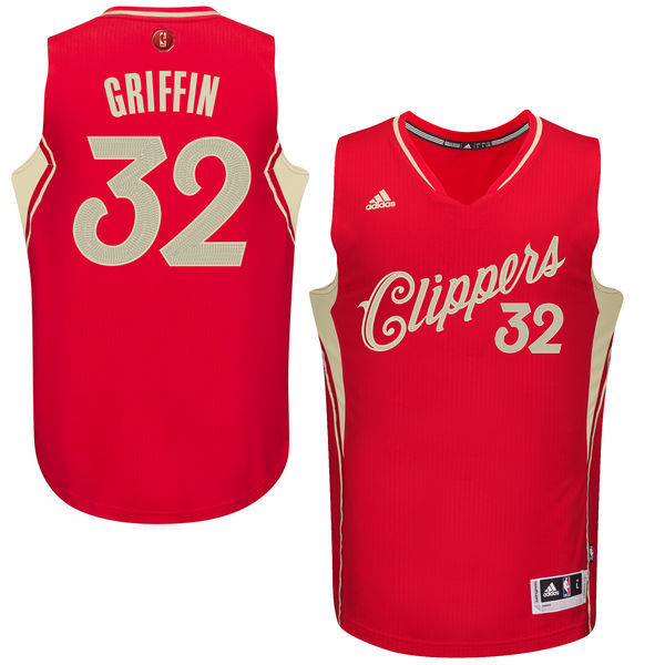 Blake Griffin Authentic In Red Adidas NBA Los Angeles Clippers 2015-16 Christmas Day #32 Men's Jersey