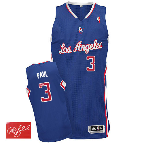 Chris Paul Authentic In Royal Blue Adidas NBA Los Angeles Clippers Autographed #3 Men's Alternate Jersey - Click Image to Close