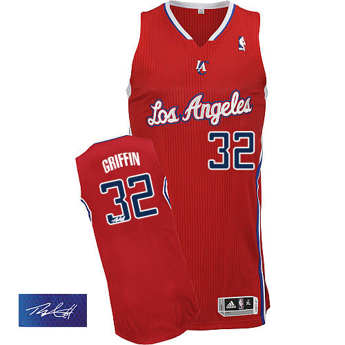 Blake Griffin Authentic In Red Adidas NBA Los Angeles Clippers Autographed #32 Men's Road Jersey