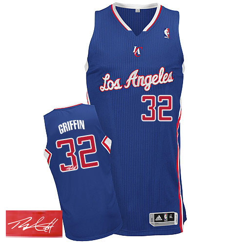 Blake Griffin Authentic In Royal Blue Adidas NBA Los Angeles Clippers Autographed #32 Men's Alternate Jersey