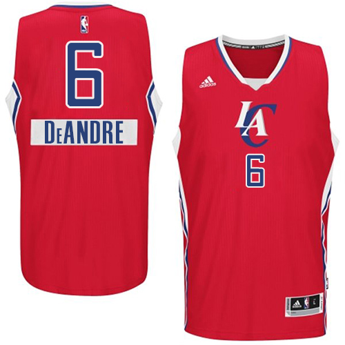 DeAndre Jordan Authentic In Red Adidas NBA Los Angeles Clippers 2014-15 Christmas Day #6 Men's Jersey