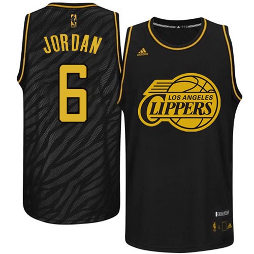 DeAndre Jordan Authentic In Black Adidas NBA Los Angeles Clippers Precious Metals Fashion #6 Men's Jersey - Click Image to Close