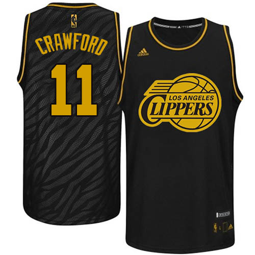 Jamal Crawford Authentic In Black Adidas NBA Los Angeles Clippers Precious Metals Fashion #11 Men's Jersey - Click Image to Close
