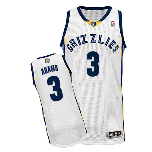 Jordan Adams Authentic In White Adidas NBA Memphis Grizzlies #3 Men's Home Jersey - Click Image to Close