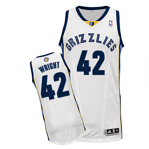 Lorenzen Wright Authentic In White Adidas NBA Memphis Grizzlies #42 Men's Home Jersey