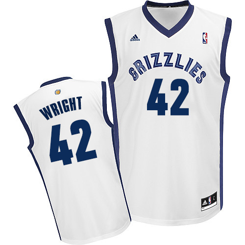 Lorenzen Wright Swingman In White Adidas NBA Memphis Grizzlies #42 Men's Home Jersey - Click Image to Close