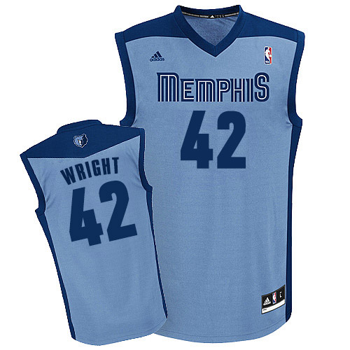 Lorenzen Wright Swingman In Light Blue Adidas NBA Memphis Grizzlies #42 Men's Alternate Jersey - Click Image to Close
